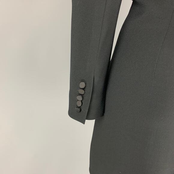 SAINT LAURENT Size 8 Black Acetate Blend Mixed Fabrics Above Knee Dress - Picture 5 of 7